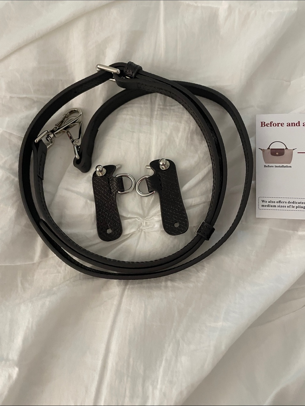 Adjustable mocha  Leather Crossbody Strap with Silver Hardware